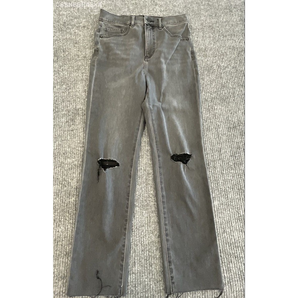 EXPRESS Gray Women's Slim Super High Rise Jeans Wash Distressed‎ Denim - Size 4